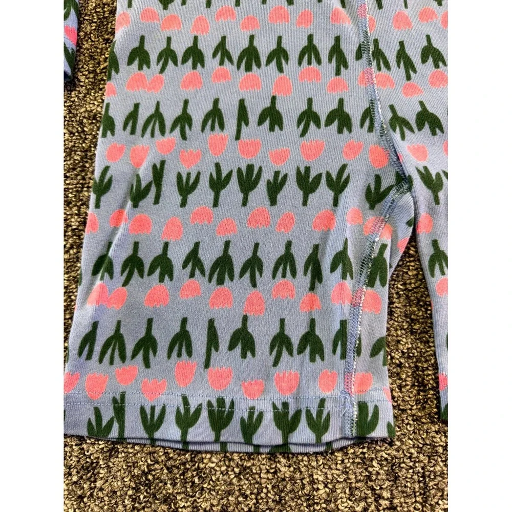 Hanna Andersson Pajama Set Girls 14-16 Blue Pink Tulip Floral Cotton 2pc 1881